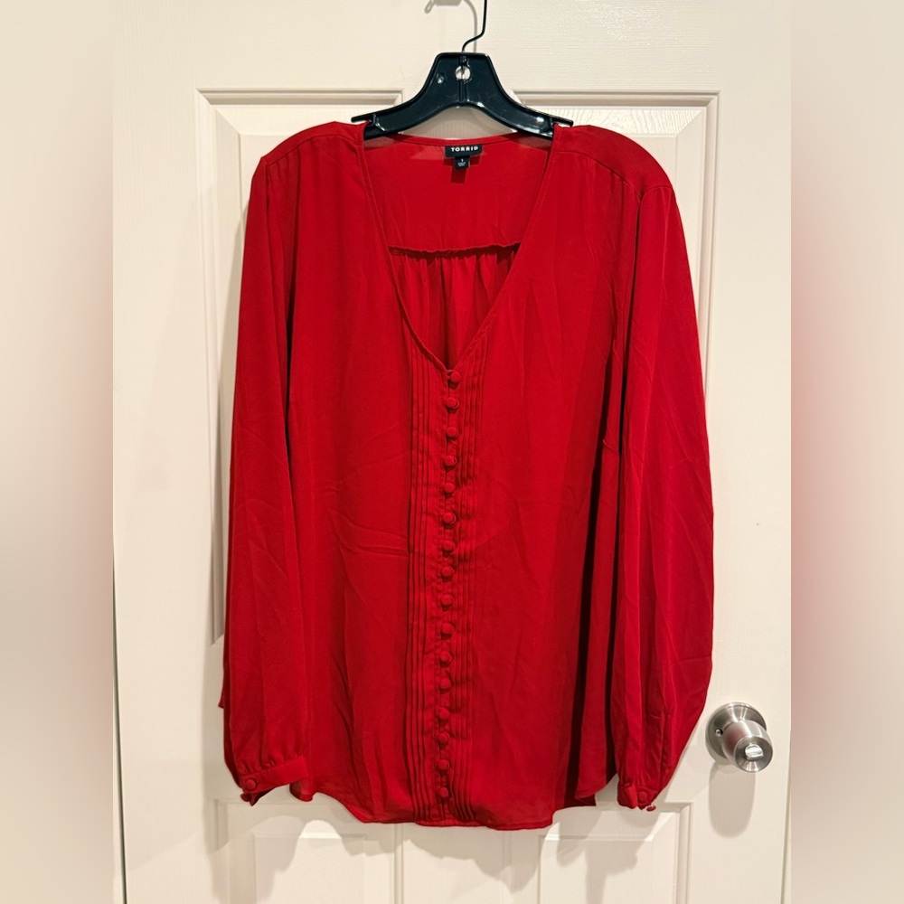 Torrid Georgette Pintuck Button-Front Blouse